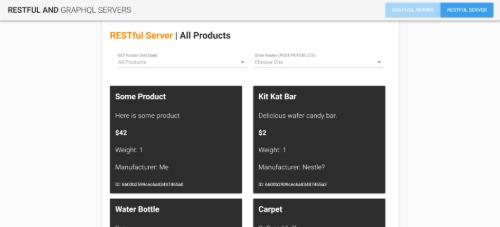 Vue and NodeJS product server front-end